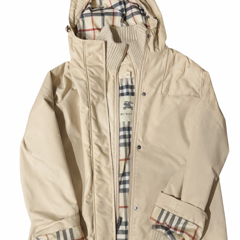 Burberry Beige Hooded Spring Jacket w/ Archive Check Lining – Size US 2